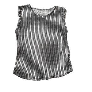 Ann Taylor Loft 100% Linen Tee Shirt Medium Tank Top Black Ivory